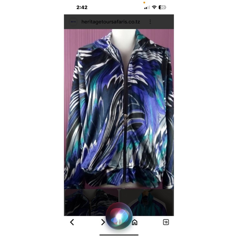 Mirror Image Velour Track Jacket Large Full Zip Closure‎